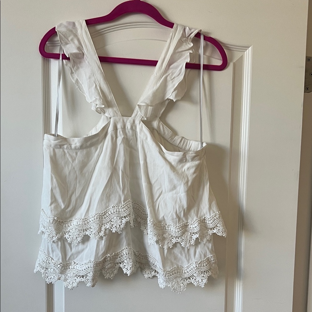 Lovers + Friends White Crochet Trim Crop Top